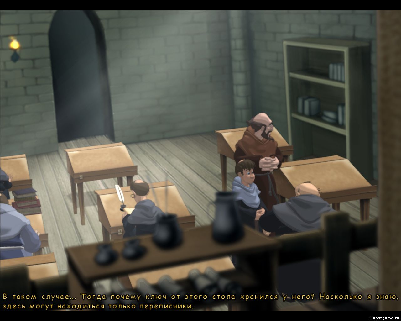 Screenshot из игры Murder in the Abbey - локация Скрипторий (глава 1)