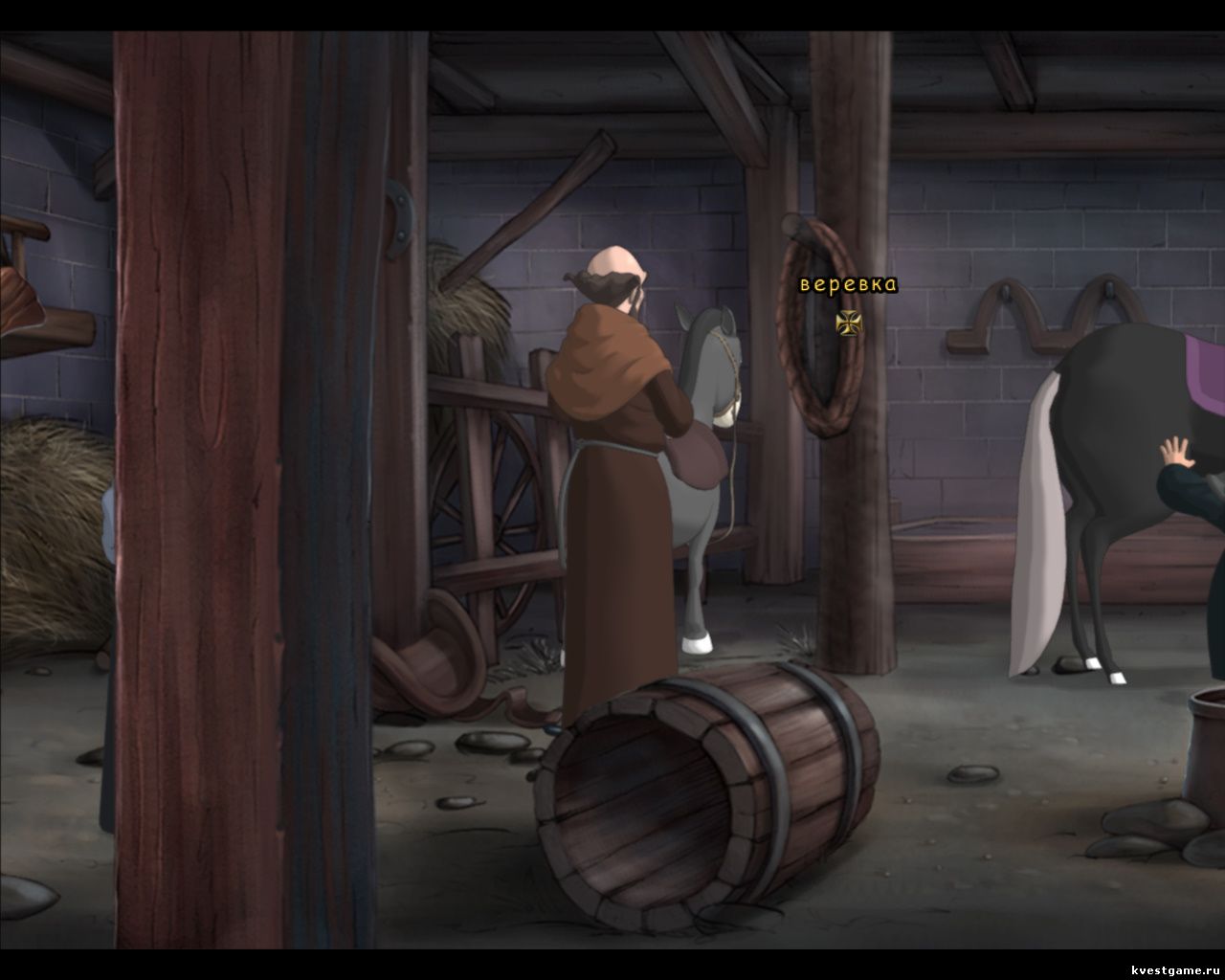 Screenshot из игры Murder in the Abbey - локация Конюшня (глава 1)