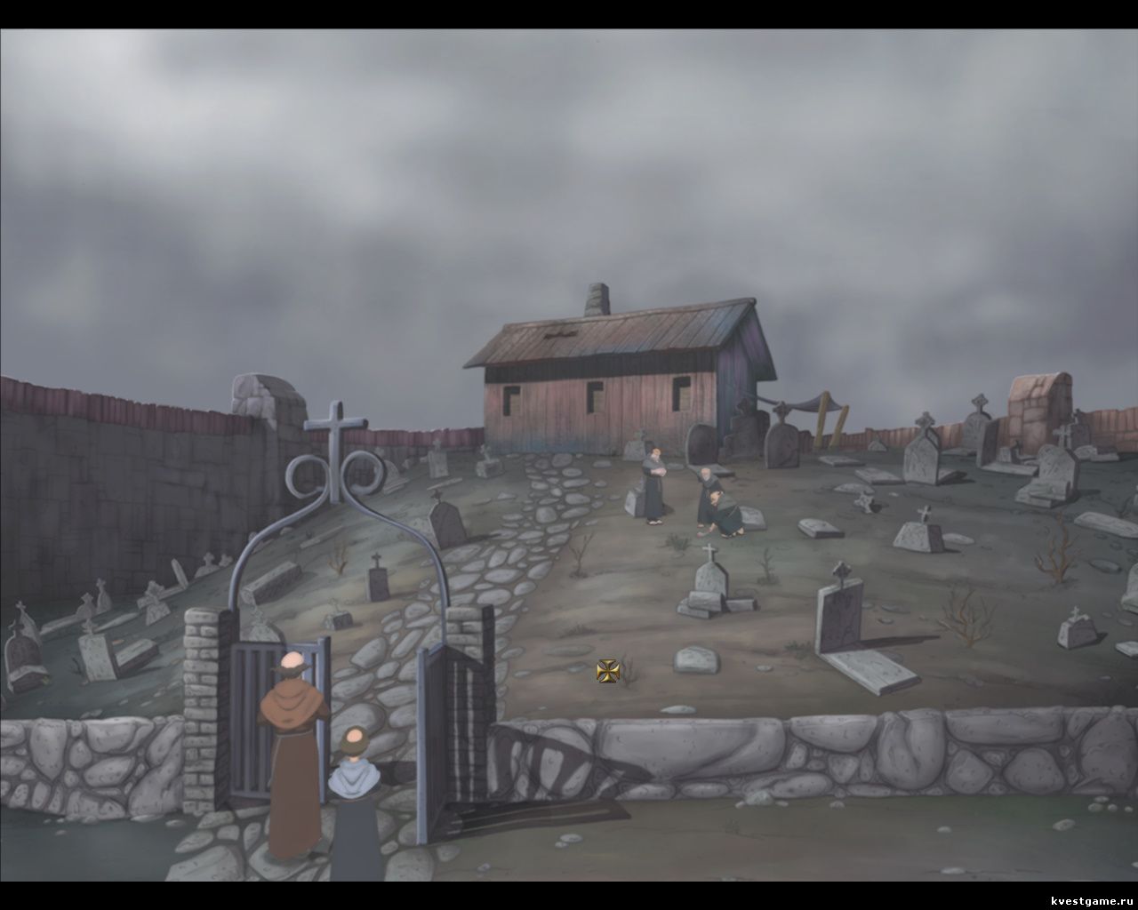 Screenshot из игры Murder in the Abbey - локация Кладбище (глава 4)