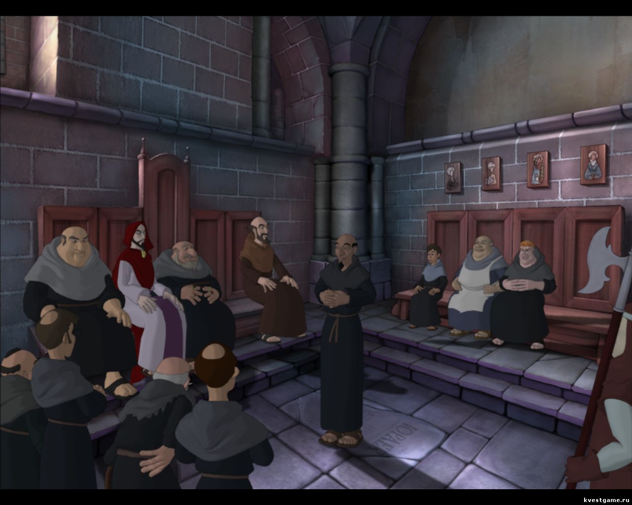 Собрание монахов в зале заседания (Murder in the Abbey (глава 4, локация Церковь))