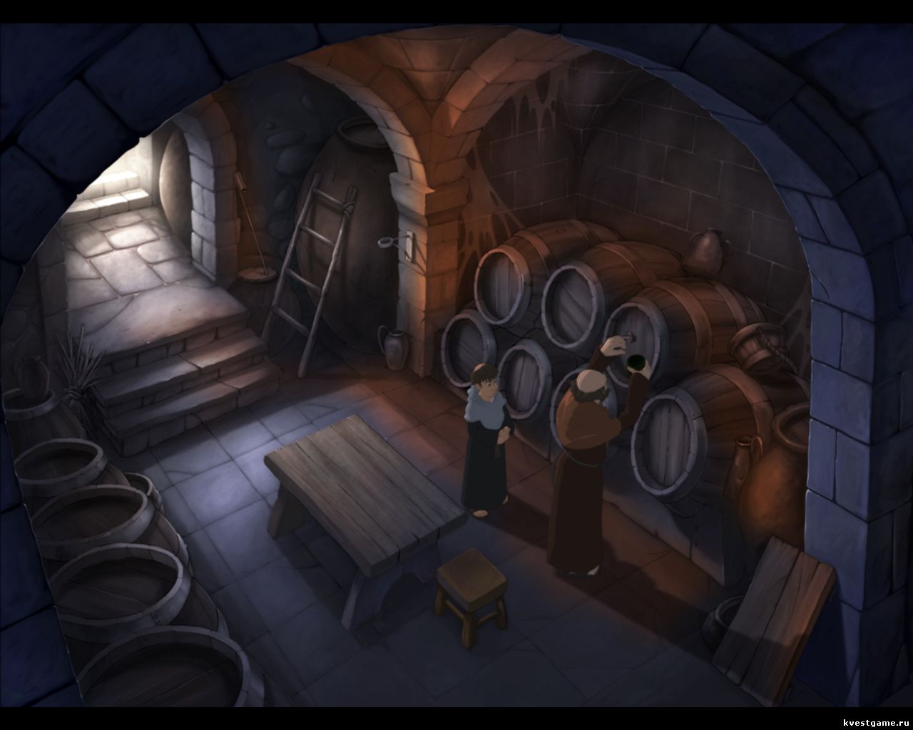 Screenshot из игры Murder in the Abbey - локация Винный погреб (глава 4)