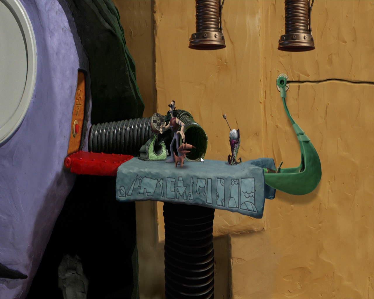 Screenshot из игры Armikrog - локация верхний этаж перед входом (башня 4)