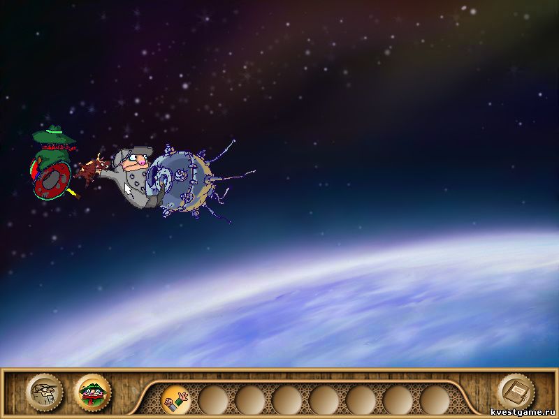 Screenshot из игры Братья Пилоты. Обратная сторона Земли - локация В космосе (уровень 7)