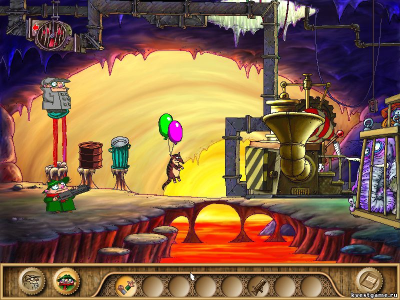 Screenshot из игры Братья Пилоты. Обратная сторона Земли - локация Пещера (уровень 24)