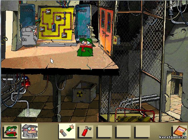 Screenshot из игры Братья Пилоты. По следам полосатого слона - локация Электрощитовая (уровень 11)