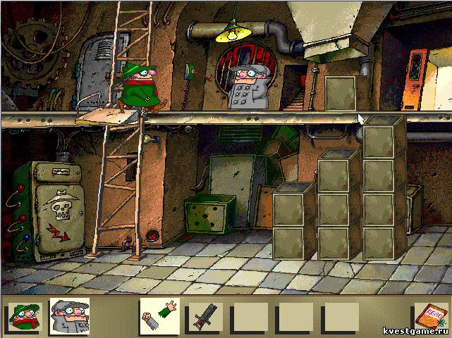 Screenshot из игры Братья Пилоты. По следам полосатого слона - локация Технический этаж (уровень 12)