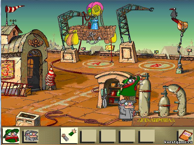 Screenshot из игры Братья Пилоты. По следам полосатого слона - локация Крыша (уровень 13)