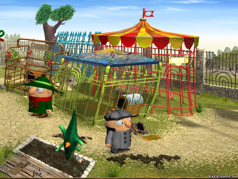 Screenshot из игры Братья Пилоты 3D-2. Тайны Клуба Собаководов - локация Вольеры (территория вольеров)