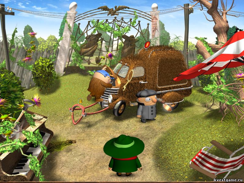 Screenshot из игры Братья Пилоты 3D-2. Тайны Клуба Собаководов - локация Беседка (Лесополоса)
