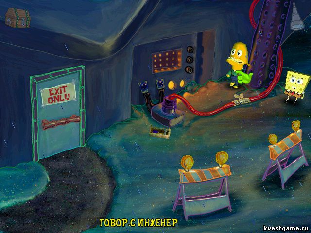 Инженер делает вид, что чинит антенну (Spongebob Squarepants: Employee of the Month (уровень 2))
