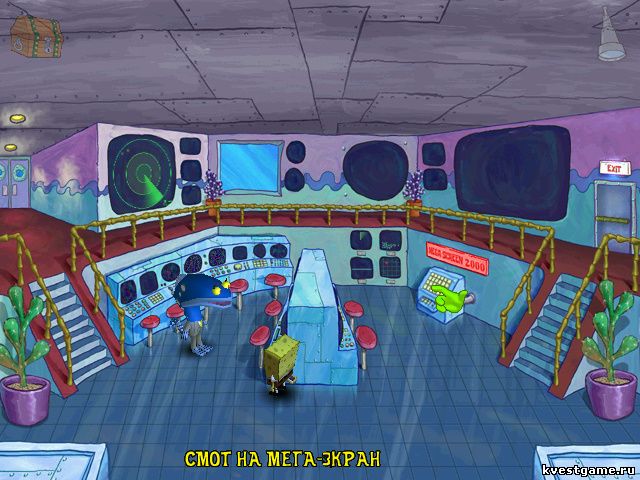 Губка Боб смотрит на мега-экран (Spongebob Squarepants: Employee of the Month (уровень 2))