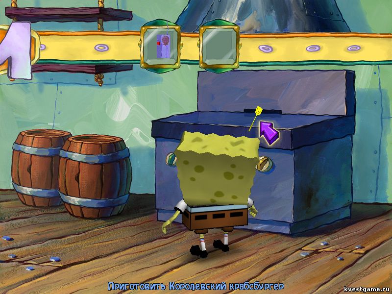 СпанжБоб на кухне в Красти Крабс (Sponge Bob Squarepants: Lights, Camera, Pants! (уровень 1))