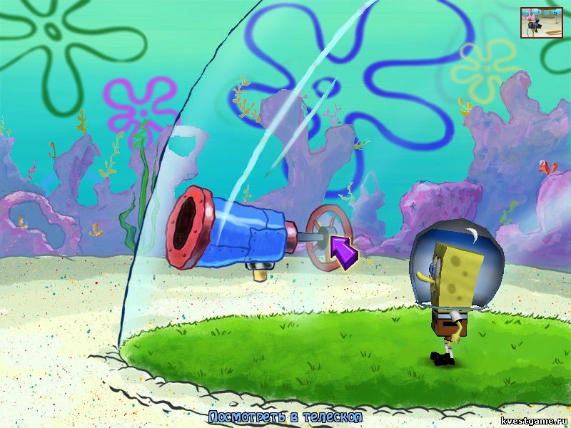 СпанжБоб смотрит в телескоп белки (Sponge Bob Squarepants: Lights, Camera, Pants! (уровень 3))
