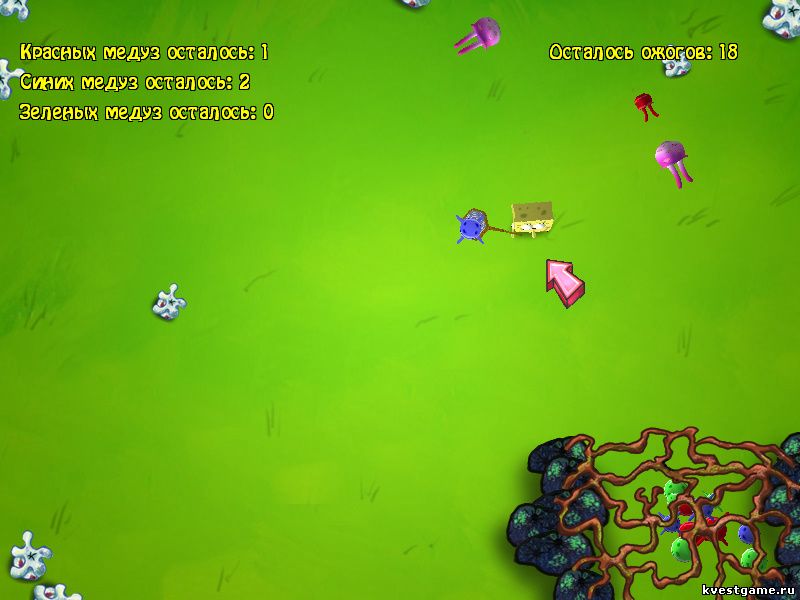 Screenshot из игры Губка Боб: Свет, Камера, Штаны! - мини-игра Медузы в загон!